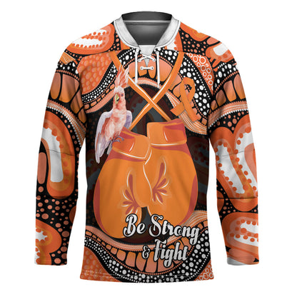 Personalised Australia Leukemia Support Hockey Jersey Aussie Cockatoo Fight Boxing Gloves Aboriginal Art