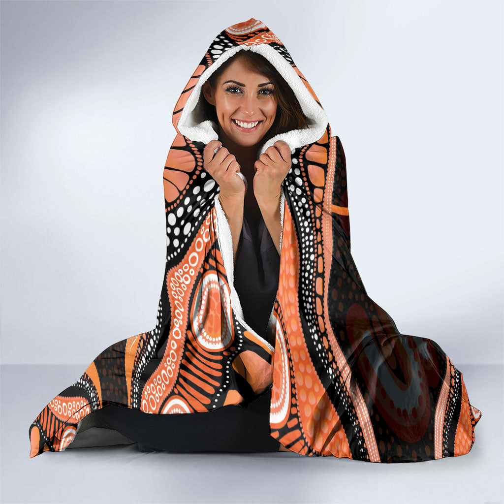 Australia Leukemia Support Hooded Blanket Aussie Cockatoo Fight Boxing Gloves Aboriginal Art