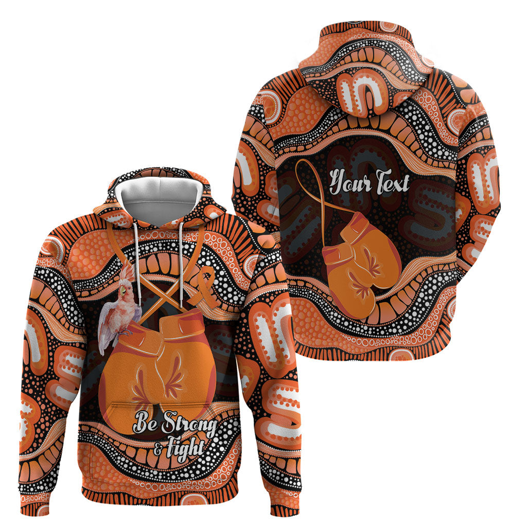 Personalised Australia Leukemia Support Hoodie Aussie Cockatoo Fight Boxing Gloves Aboriginal Art