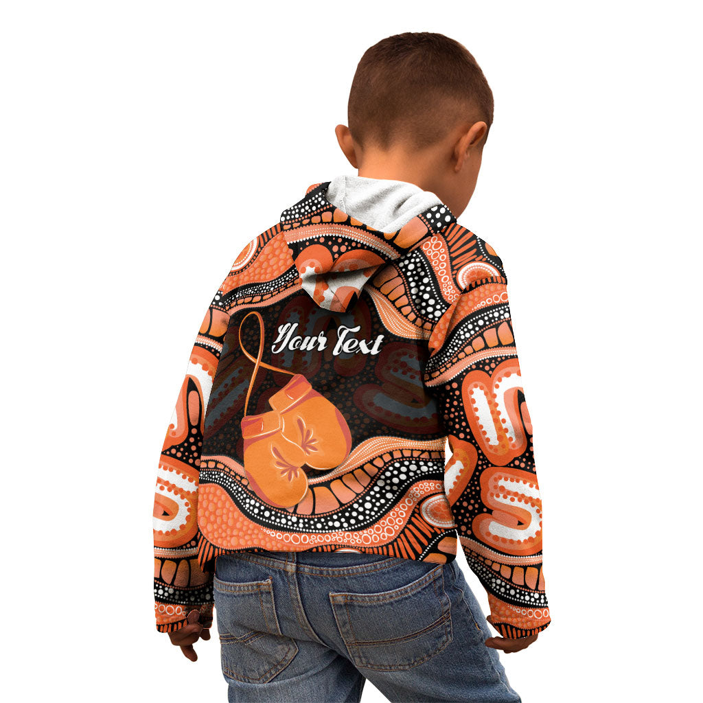Personalised Australia Leukemia Support Kid Hoodie Aussie Cockatoo Fight Boxing Gloves Aboriginal Art