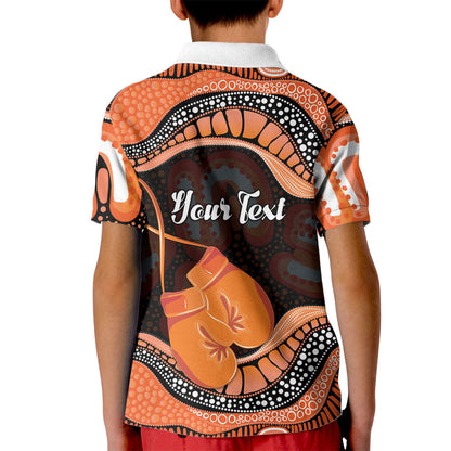 Personalised Australia Leukemia Support Kid Polo Shirt Aussie Cockatoo Fight Boxing Gloves Aboriginal Art