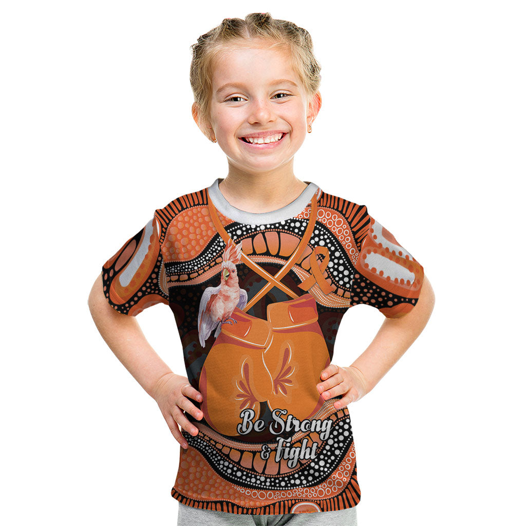 Personalised Australia Leukemia Support Kid T Shirt Aussie Cockatoo Fight Boxing Gloves Aboriginal Art