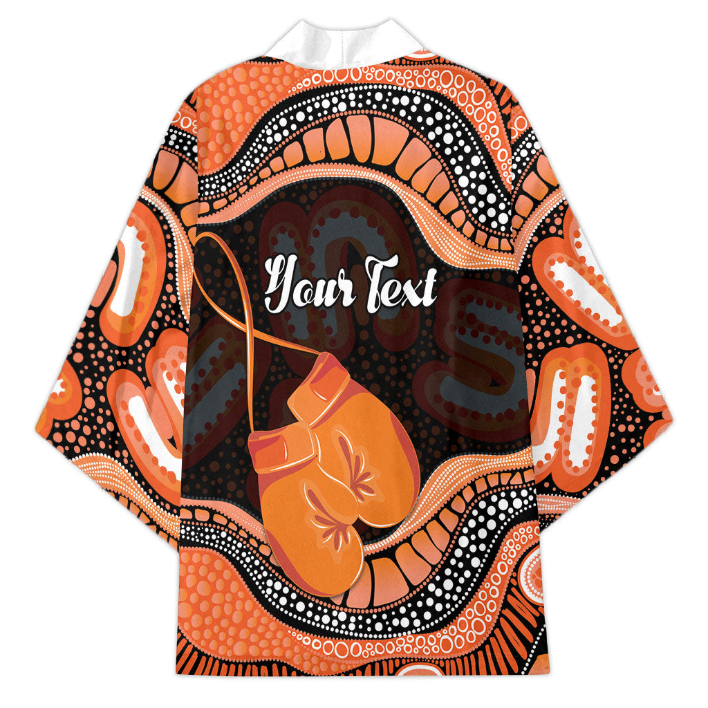 Personalised Australia Leukemia Support Kimono Aussie Cockatoo Fight Boxing Gloves Aboriginal Art