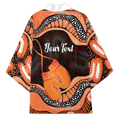 Personalised Australia Leukemia Support Kimono Aussie Cockatoo Fight Boxing Gloves Aboriginal Art