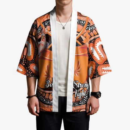 Personalised Australia Leukemia Support Kimono Aussie Cockatoo Fight Boxing Gloves Aboriginal Art