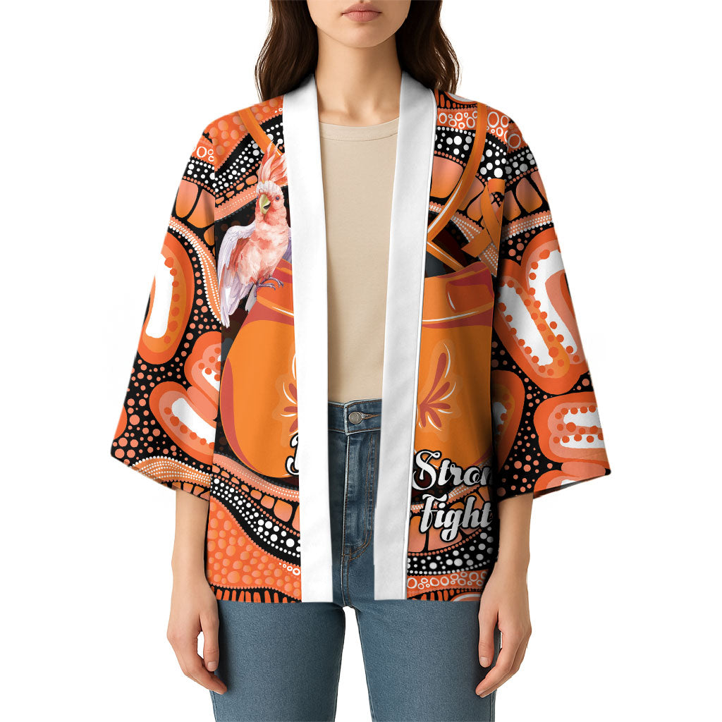 Personalised Australia Leukemia Support Kimono Aussie Cockatoo Fight Boxing Gloves Aboriginal Art
