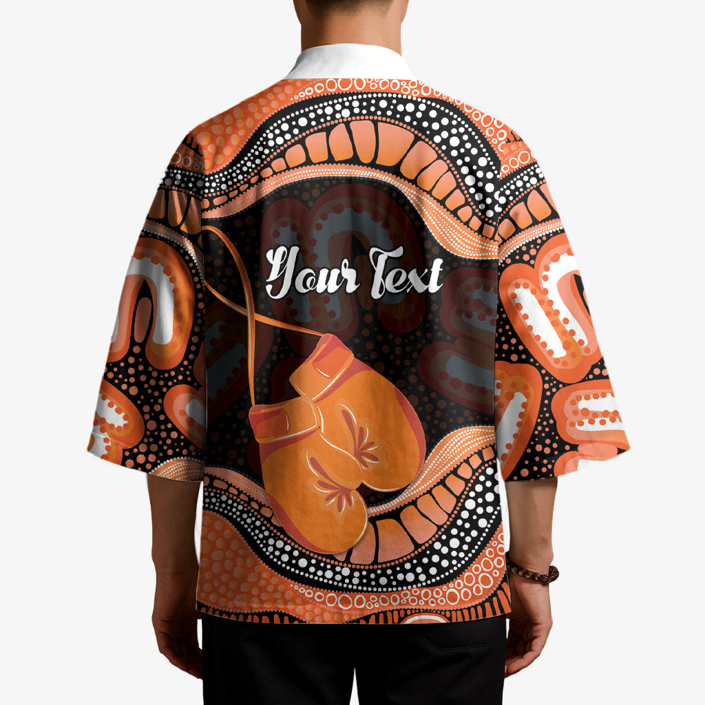 Personalised Australia Leukemia Support Kimono Aussie Cockatoo Fight Boxing Gloves Aboriginal Art