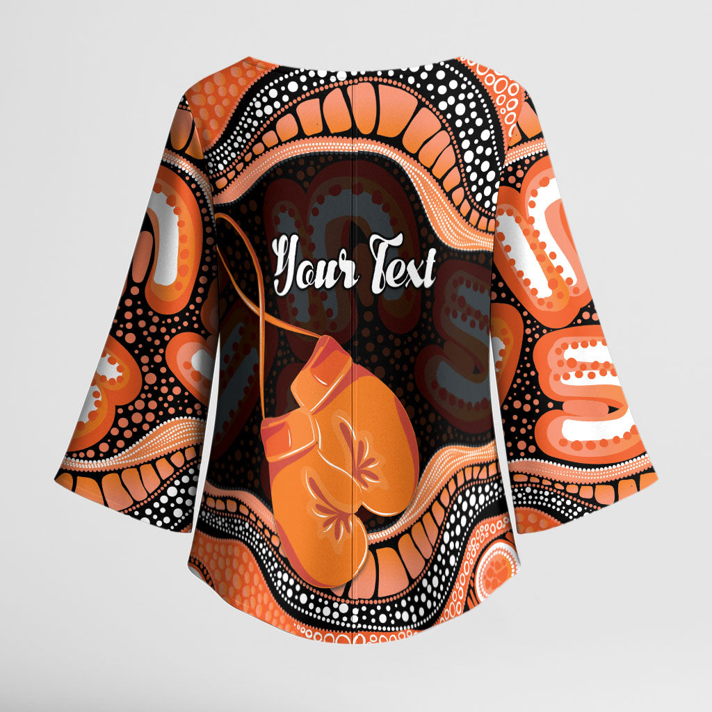 Personalised Australia Leukemia Support Kimono Sleeve Blouse Aussie Cockatoo Fight Boxing Gloves Aboriginal Art