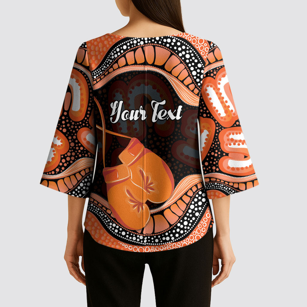 Personalised Australia Leukemia Support Kimono Sleeve Blouse Aussie Cockatoo Fight Boxing Gloves Aboriginal Art