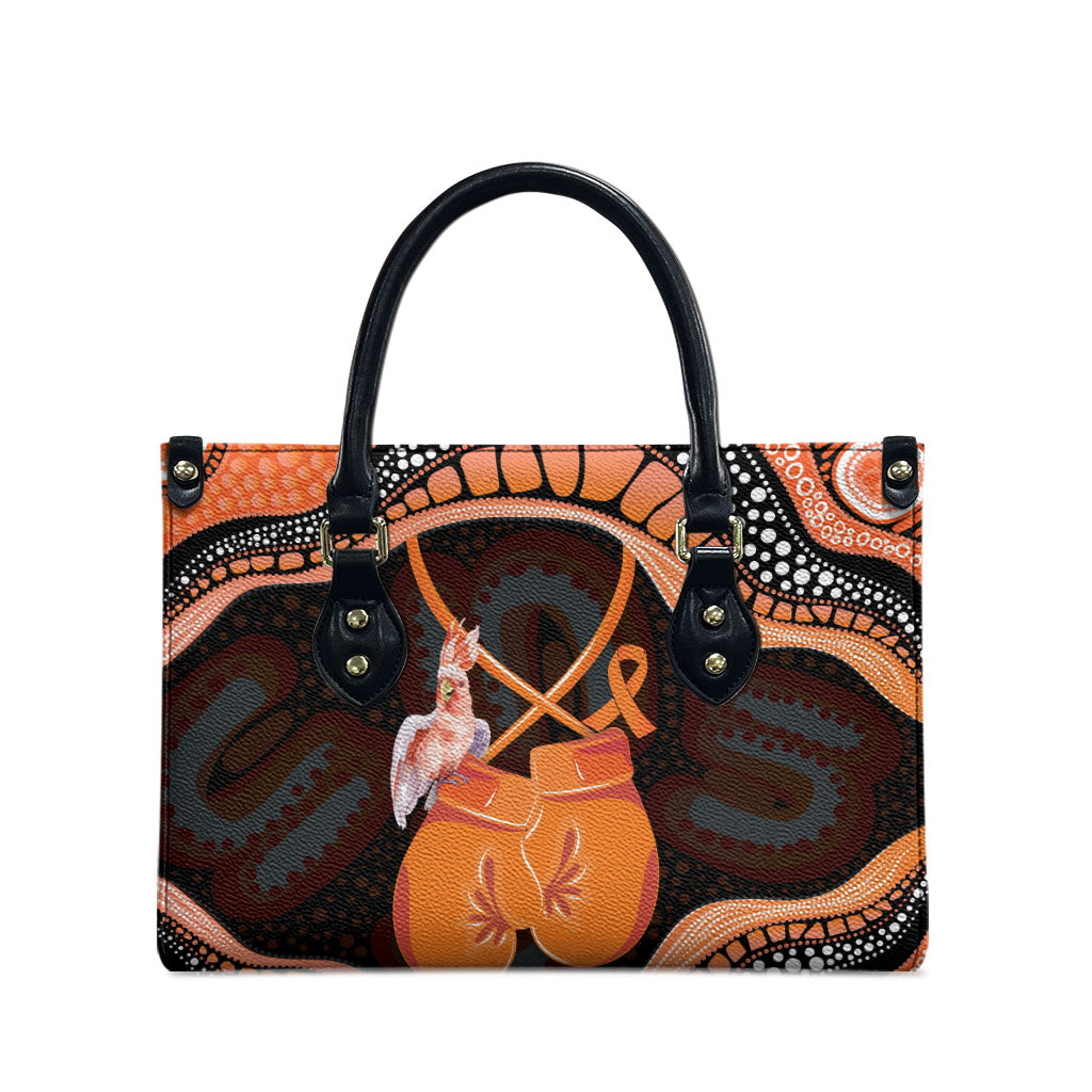 Australia Leukemia Support Leather Bag Aussie Cockatoo Fight Boxing Gloves Aboriginal Art