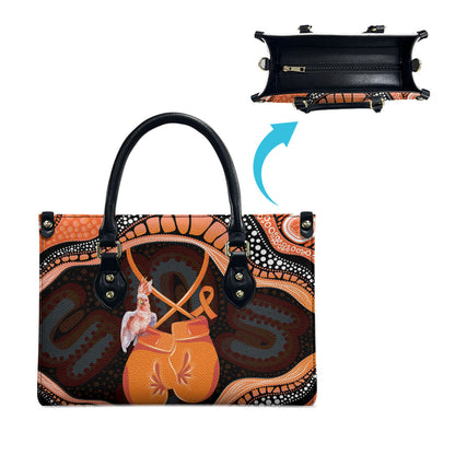 Australia Leukemia Support Leather Bag Aussie Cockatoo Fight Boxing Gloves Aboriginal Art