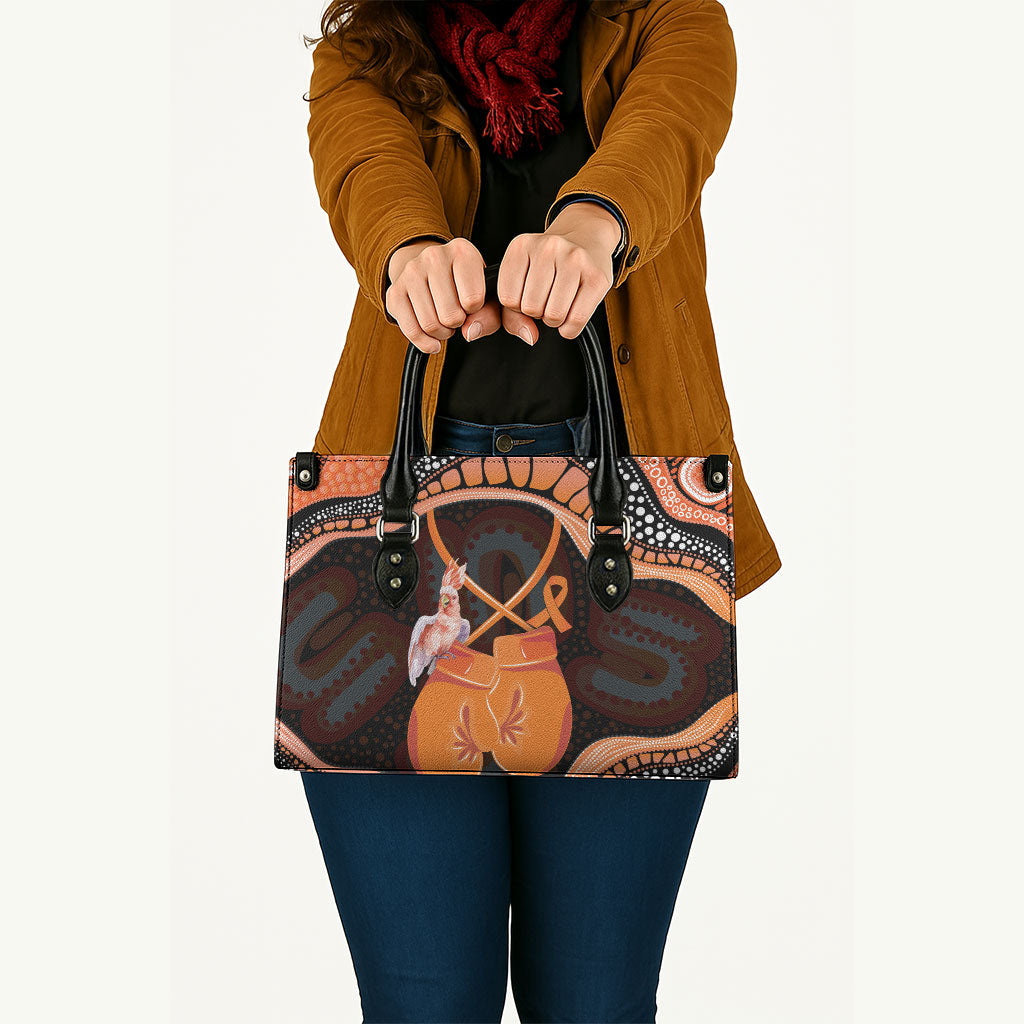 Australia Leukemia Support Leather Bag Aussie Cockatoo Fight Boxing Gloves Aboriginal Art