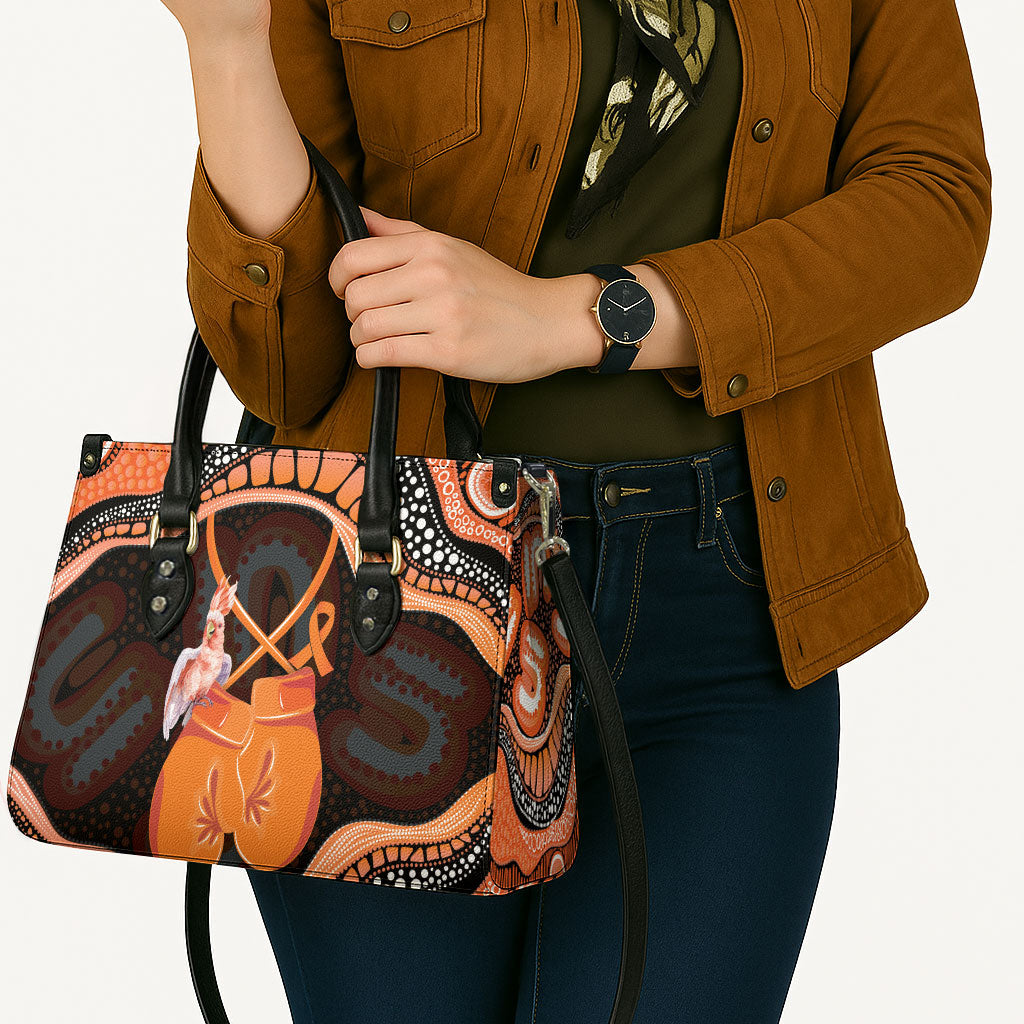 Australia Leukemia Support Leather Bag Aussie Cockatoo Fight Boxing Gloves Aboriginal Art