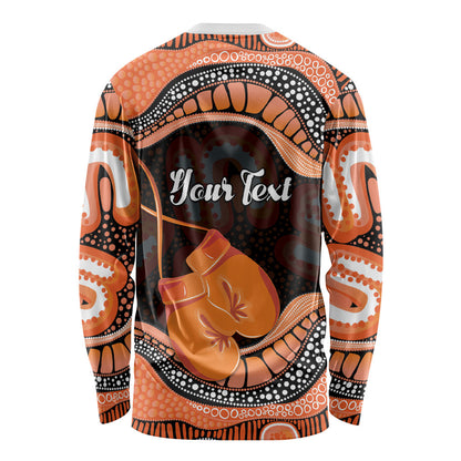 Personalised Australia Leukemia Support Long Sleeve Shirt Aussie Cockatoo Fight Boxing Gloves Aboriginal Art