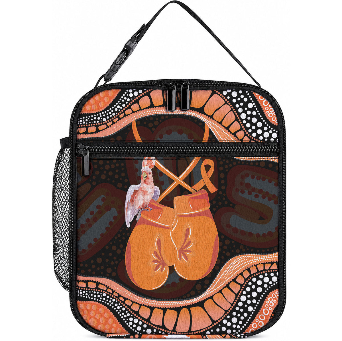 Australia Leukemia Support Lunch Bag Aussie Cockatoo Fight Boxing Gloves Aboriginal Art