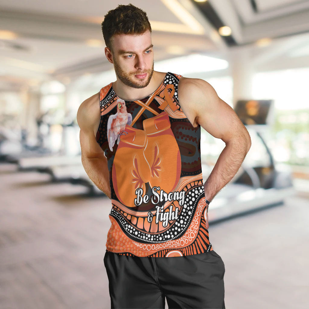 Personalised Australia Leukemia Support Men Tank Top Aussie Cockatoo Fight Boxing Gloves Aboriginal Art