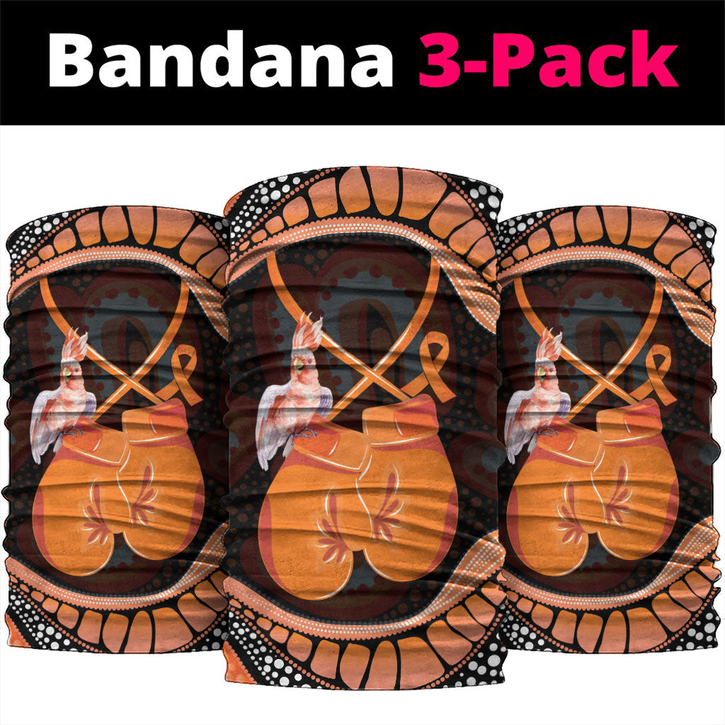 Australia Leukemia Support Neck Gaiter Aussie Cockatoo Fight Boxing Gloves Aboriginal Art