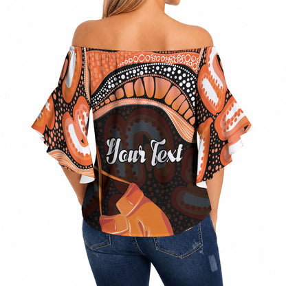 Personalised Australia Leukemia Support Off Shoulder Wrap Waist Top Aussie Cockatoo Fight Boxing Gloves Aboriginal Art
