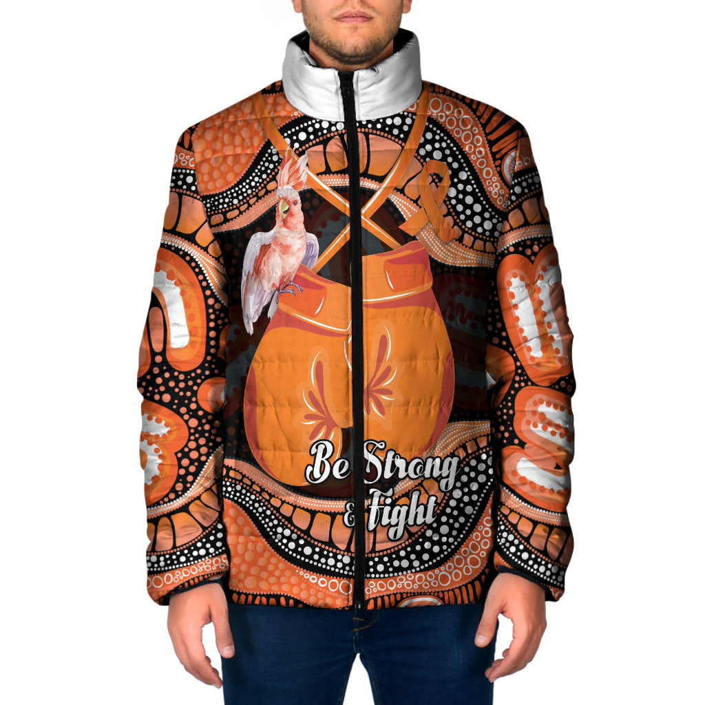Personalised Australia Leukemia Support Padded Jacket Aussie Cockatoo Fight Boxing Gloves Aboriginal Art