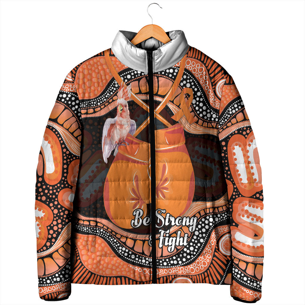 Personalised Australia Leukemia Support Padded Jacket Aussie Cockatoo Fight Boxing Gloves Aboriginal Art