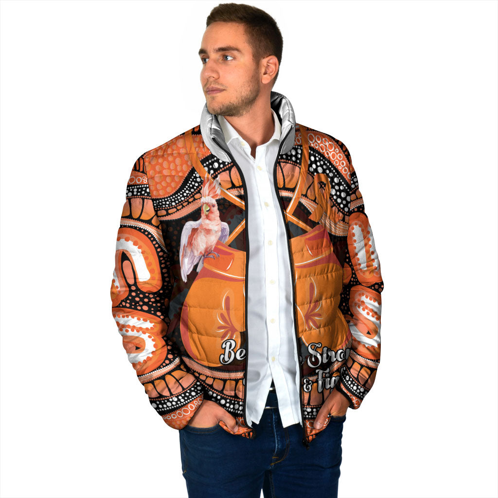 Personalised Australia Leukemia Support Padded Jacket Aussie Cockatoo Fight Boxing Gloves Aboriginal Art