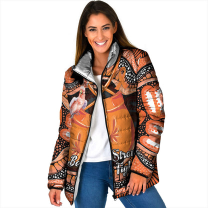 Personalised Australia Leukemia Support Padded Jacket Aussie Cockatoo Fight Boxing Gloves Aboriginal Art