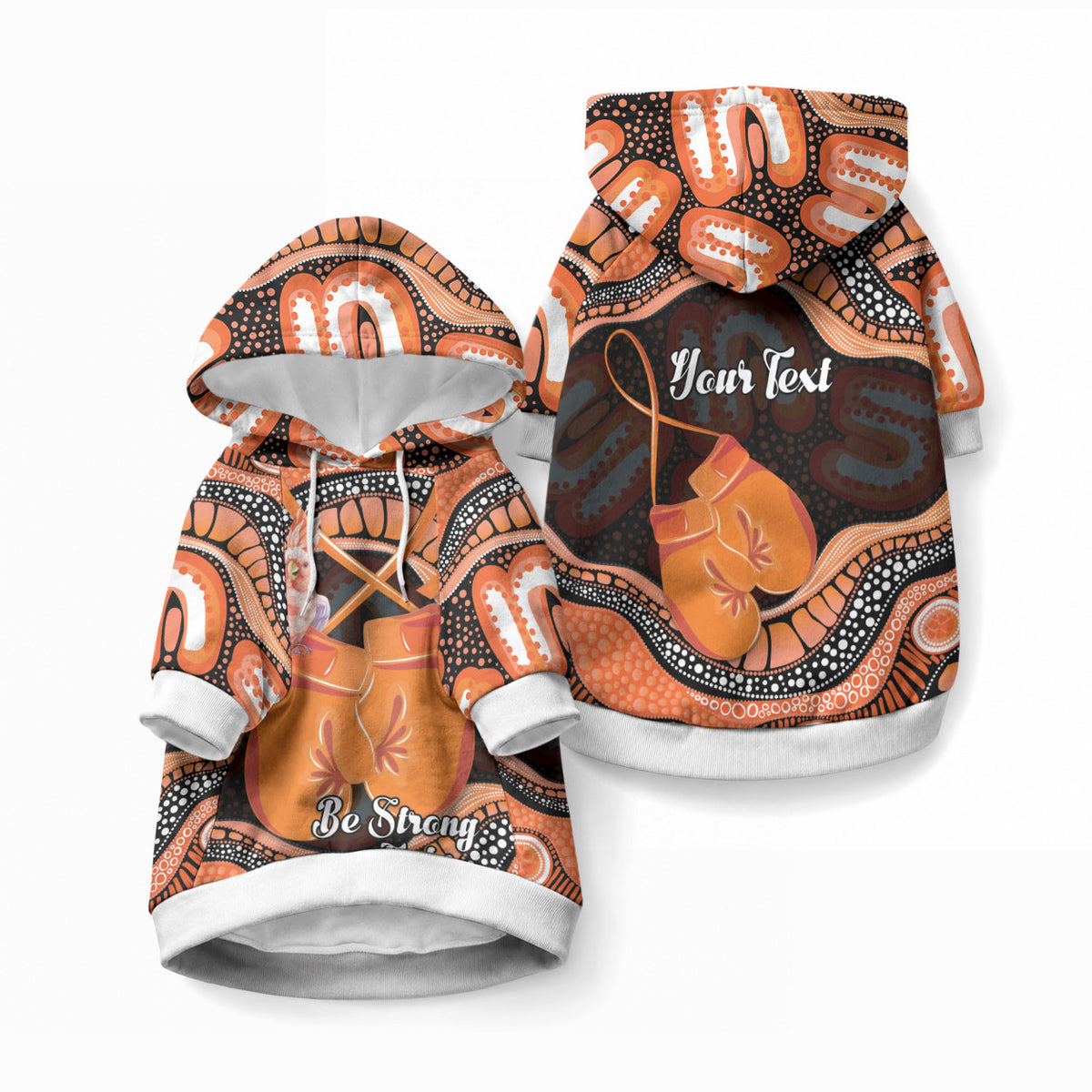 Personalised Australia Leukemia Support Pet Hoodie Aussie Cockatoo Fight Boxing Gloves Aboriginal Art