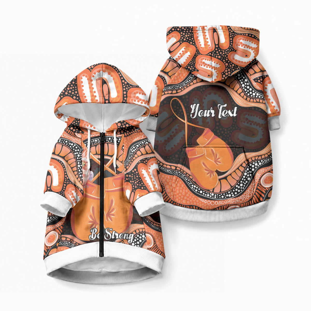 Personalised Australia Leukemia Support Pet Hoodie Aussie Cockatoo Fight Boxing Gloves Aboriginal Art