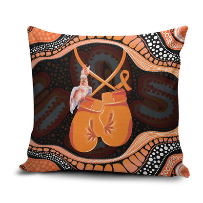 Australia Leukemia Support Pillow Cover Aussie Cockatoo Fight Boxing Gloves Aboriginal Art