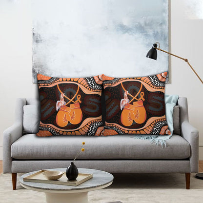 Australia Leukemia Support Pillow Cover Aussie Cockatoo Fight Boxing Gloves Aboriginal Art