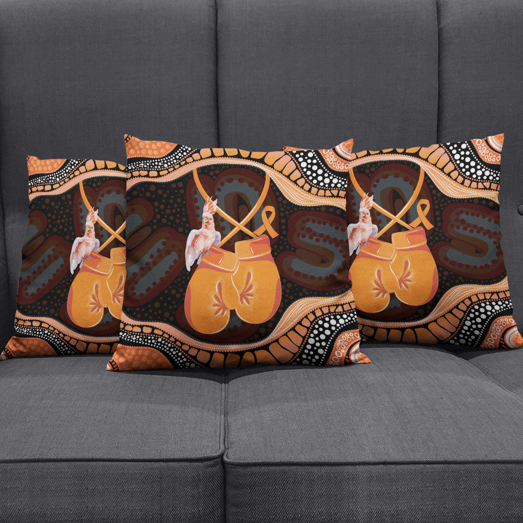 Australia Leukemia Support Pillow Cover Aussie Cockatoo Fight Boxing Gloves Aboriginal Art