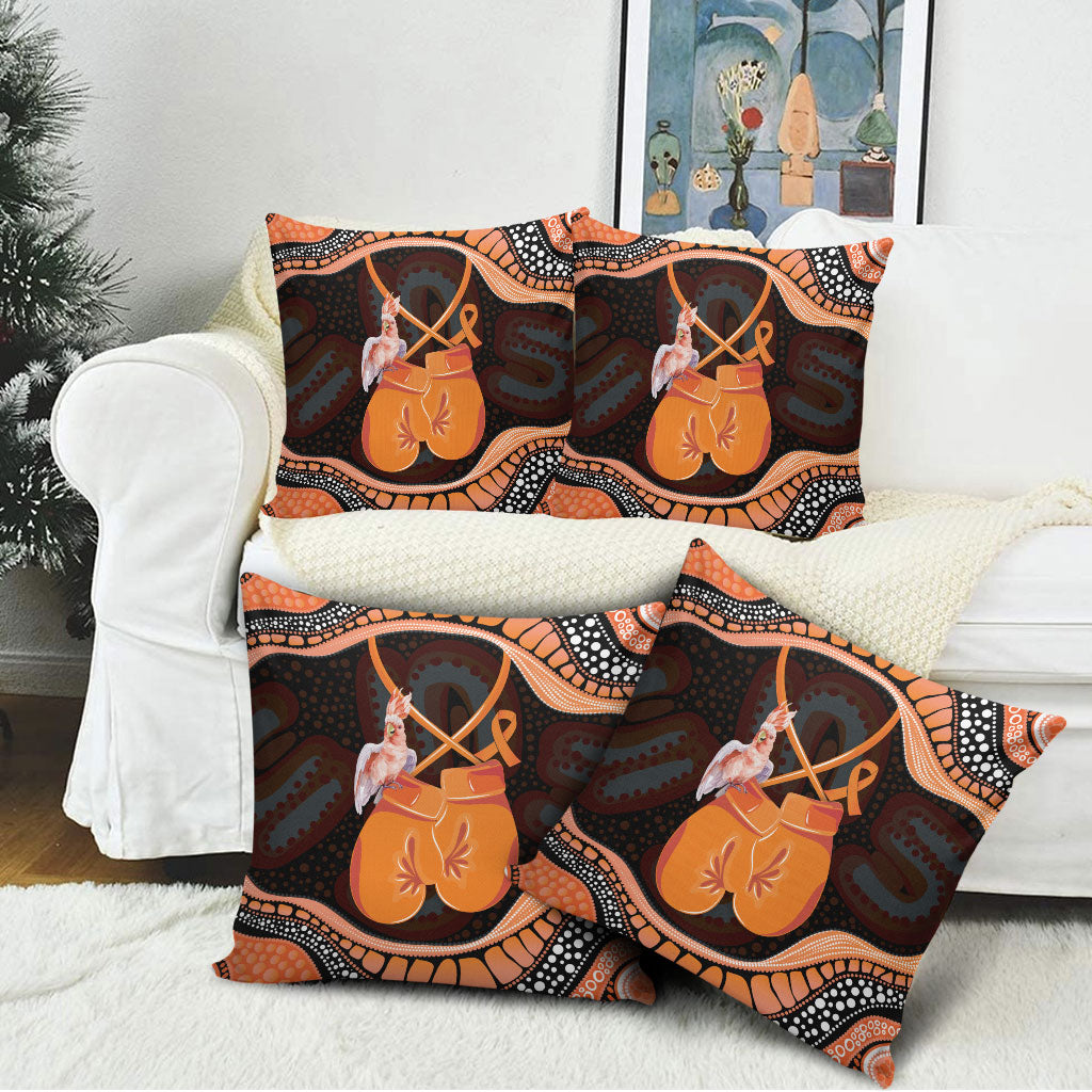 Australia Leukemia Support Pillow Cover Aussie Cockatoo Fight Boxing Gloves Aboriginal Art