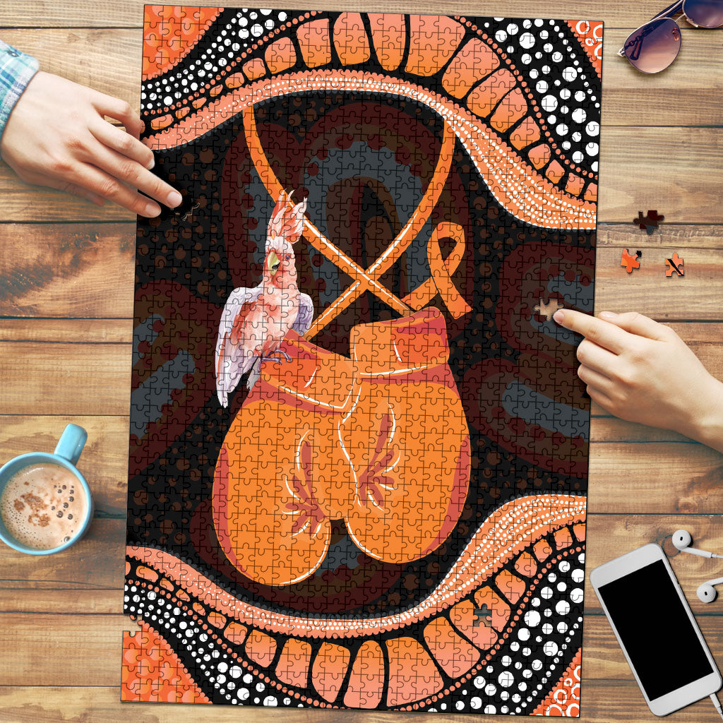 Australia Leukemia Support Puzzle Aussie Cockatoo Fight Boxing Gloves Aboriginal Art