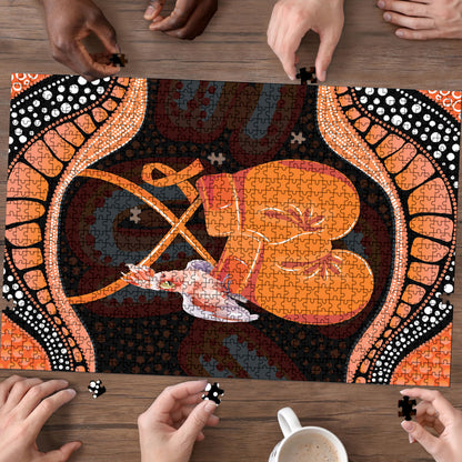 Australia Leukemia Support Puzzle Aussie Cockatoo Fight Boxing Gloves Aboriginal Art