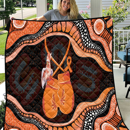 Australia Leukemia Support Quilt Aussie Cockatoo Fight Boxing Gloves Aboriginal Art