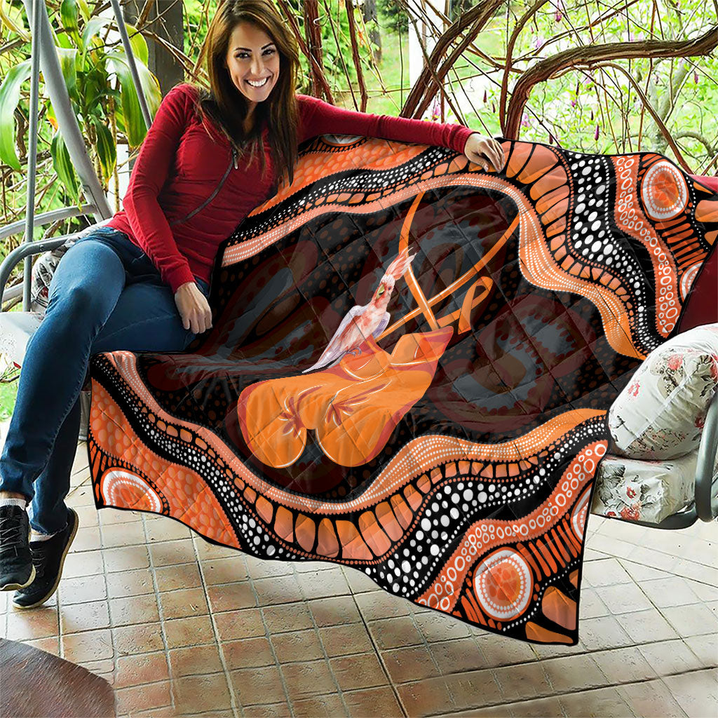 Australia Leukemia Support Quilt Aussie Cockatoo Fight Boxing Gloves Aboriginal Art