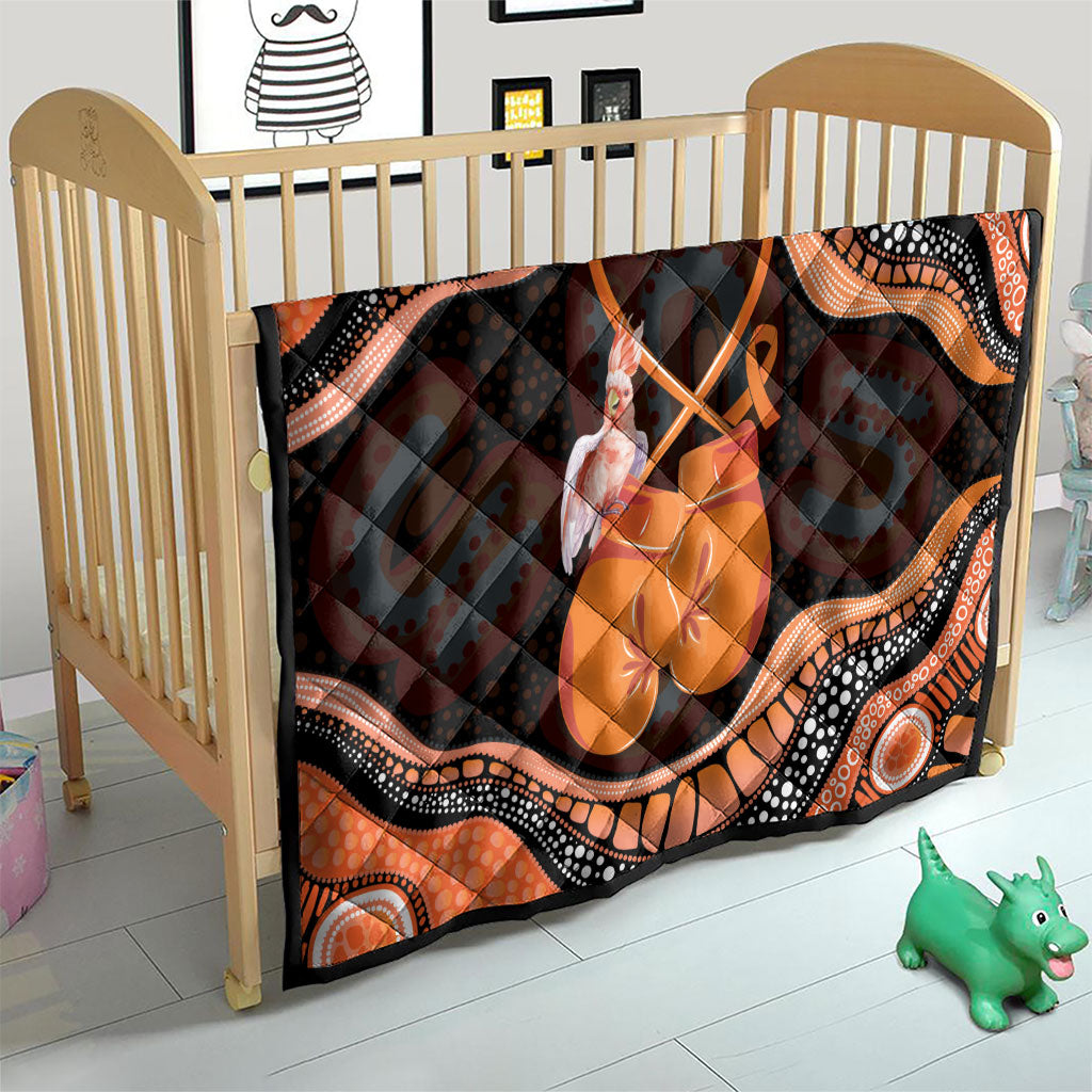Australia Leukemia Support Quilt Aussie Cockatoo Fight Boxing Gloves Aboriginal Art