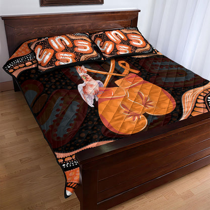 Australia Leukemia Support Quilt Bed Set Aussie Cockatoo Fight Boxing Gloves Aboriginal Art