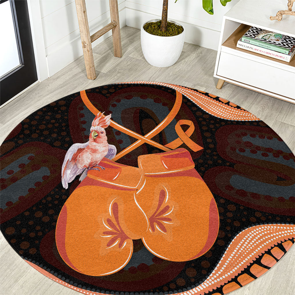 Australia Leukemia Support Round Carpet Aussie Cockatoo Fight Boxing Gloves Aboriginal Art