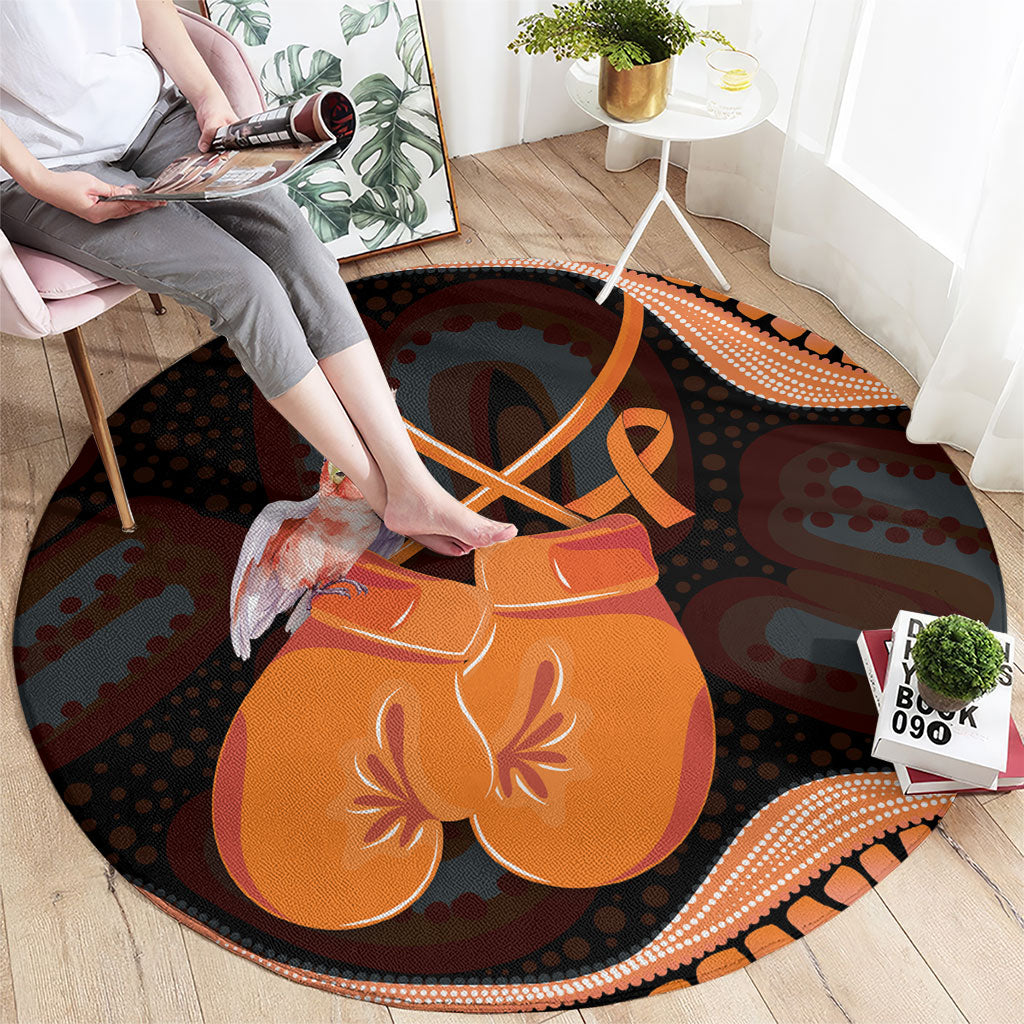 Australia Leukemia Support Round Carpet Aussie Cockatoo Fight Boxing Gloves Aboriginal Art