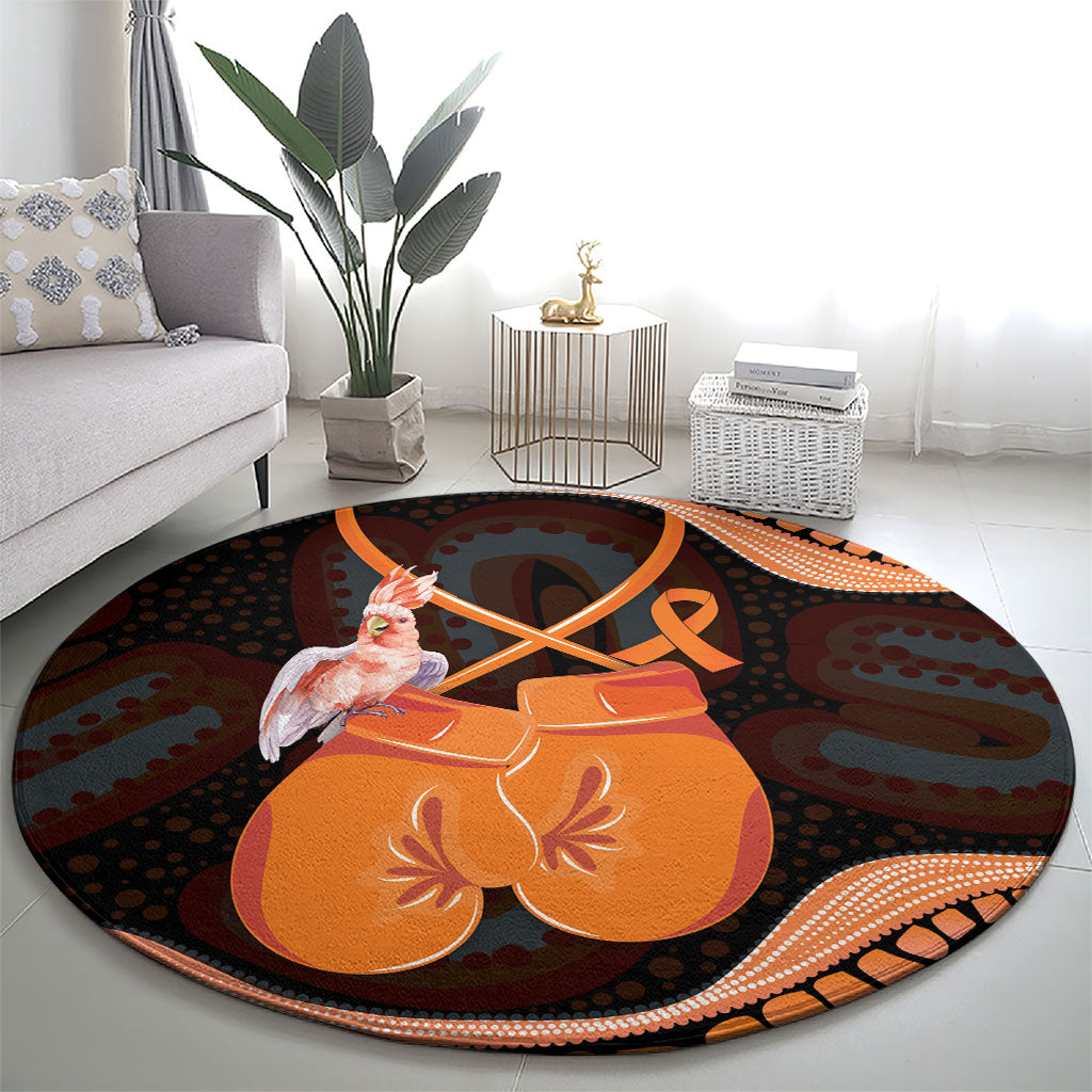 Australia Leukemia Support Round Carpet Aussie Cockatoo Fight Boxing Gloves Aboriginal Art