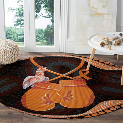 Australia Leukemia Support Round Carpet Aussie Cockatoo Fight Boxing Gloves Aboriginal Art