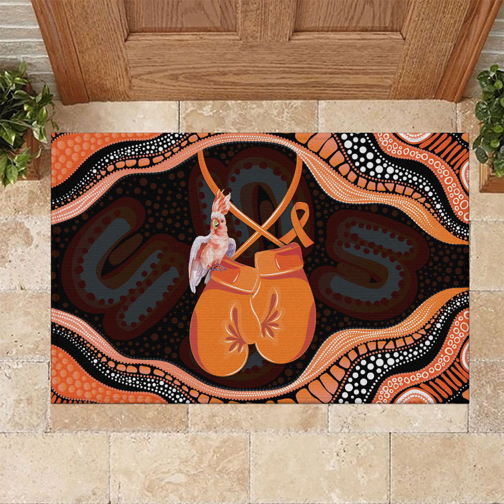 Australia Leukemia Support Rubber Doormat Aussie Cockatoo Fight Boxing Gloves Aboriginal Art