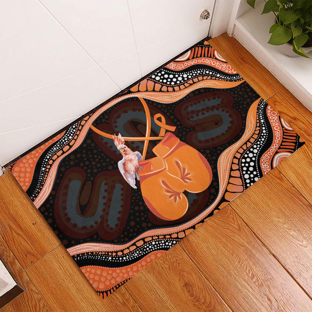 Australia Leukemia Support Rubber Doormat Aussie Cockatoo Fight Boxing Gloves Aboriginal Art