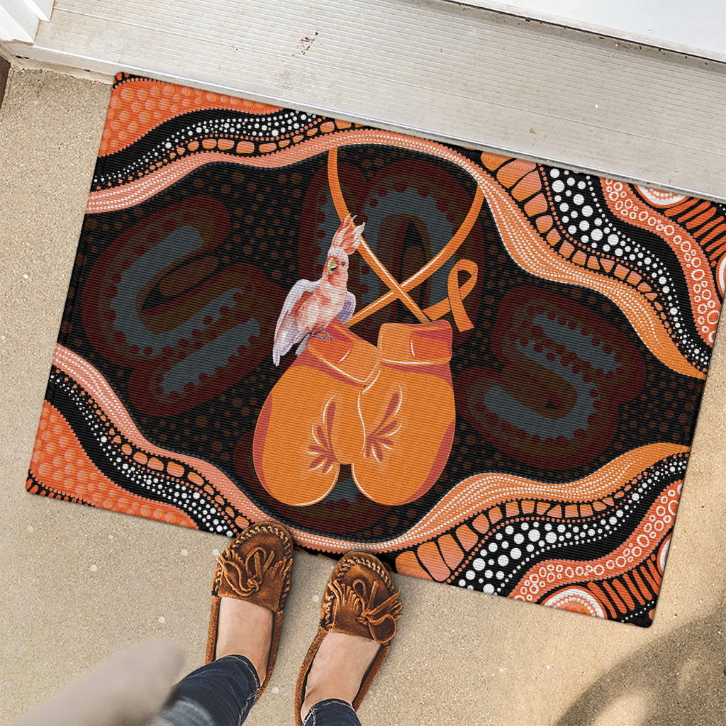 Australia Leukemia Support Rubber Doormat Aussie Cockatoo Fight Boxing Gloves Aboriginal Art