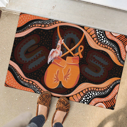 Australia Leukemia Support Rubber Doormat Aussie Cockatoo Fight Boxing Gloves Aboriginal Art