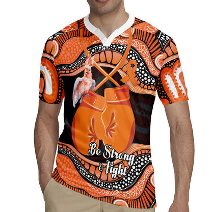 Personalised Australia Leukemia Support Rugby Jersey Aussie Cockatoo Fight Boxing Gloves Aboriginal Art
