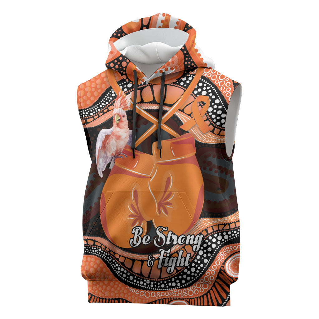 Personalised Australia Leukemia Support Sleeveless Hoodie Aussie Cockatoo Fight Boxing Gloves Aboriginal Art