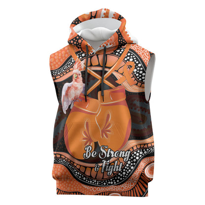 Personalised Australia Leukemia Support Sleeveless Hoodie Aussie Cockatoo Fight Boxing Gloves Aboriginal Art