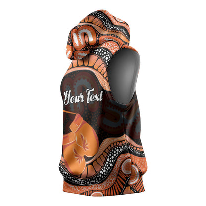 Personalised Australia Leukemia Support Sleeveless Hoodie Aussie Cockatoo Fight Boxing Gloves Aboriginal Art